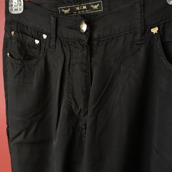 MCM “The Golden Jeans” Satin Pants Made in Italy Straight Leg Slight Flare - Picture 2 of 7